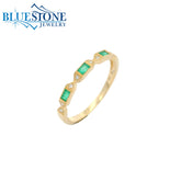 14KYG Ring w/ Emeralds & Diamonds - Sz. 7